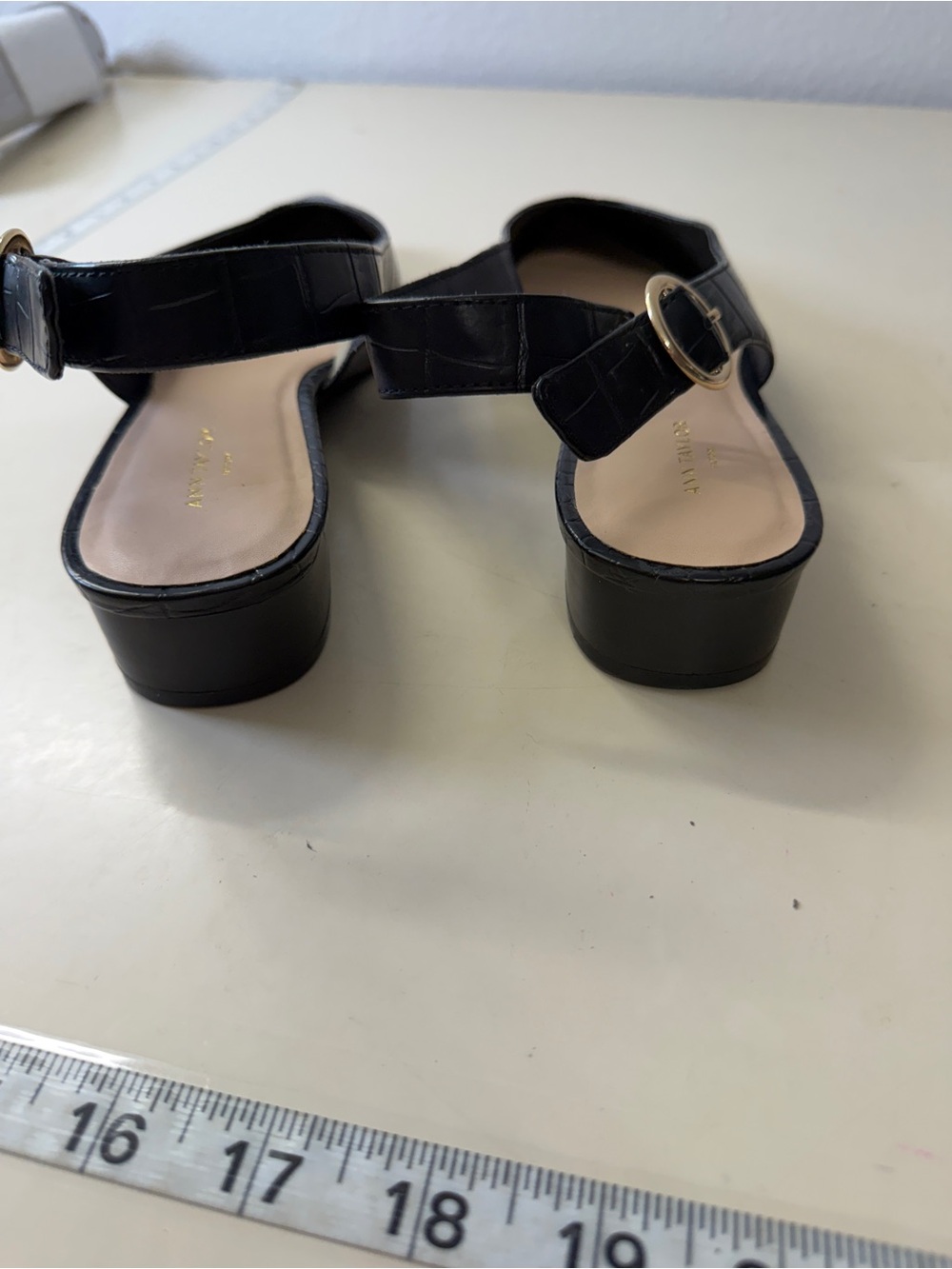 Ann Taylor Black Croc-Embossed Pointed Slingback Heels - Picture 4 of 7